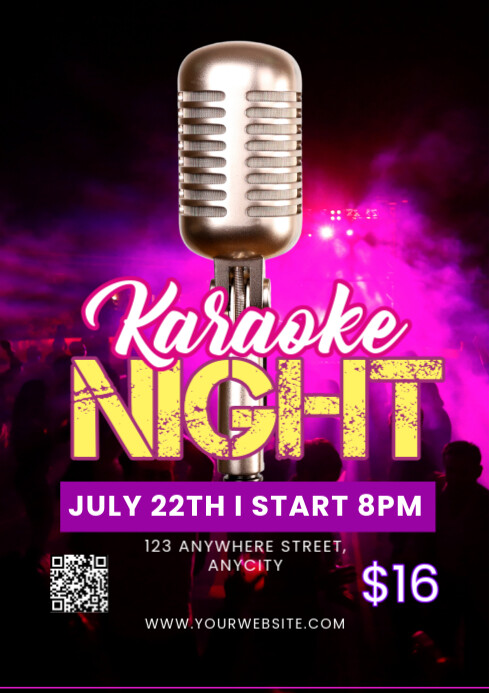 Black Modern & Minimal Karaoke Night A4 template