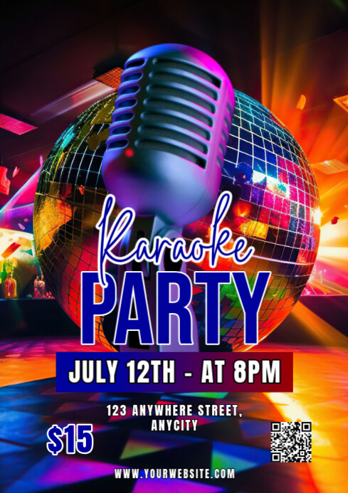 Black Modern & Minimal Karaoke Party A2 template
