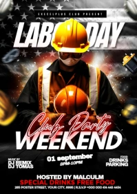 Black Modern & Minimal Labor Day Weekend Party  A3 template