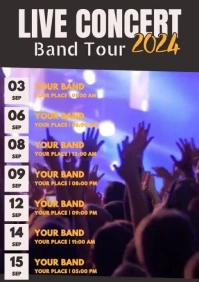 Black Modern & Minimal Live Concert Band Tour A4 template