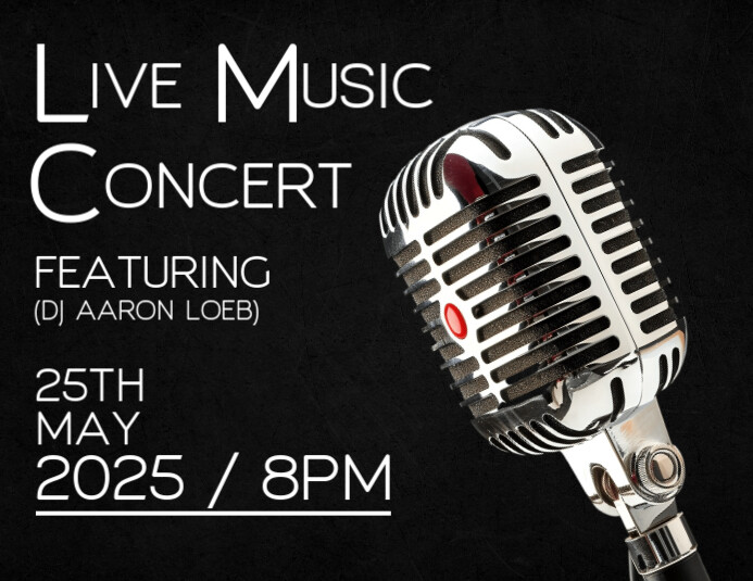Black Modern & Minimal Live Music  Flyer (us Letter) template