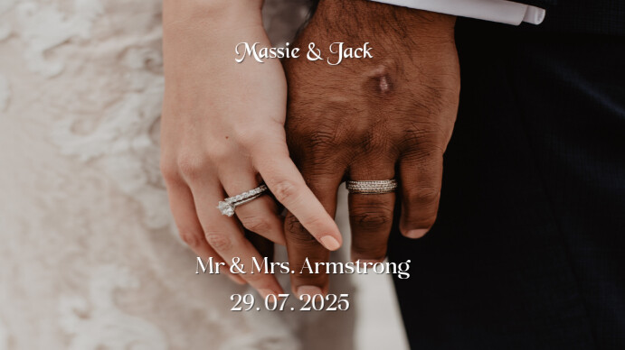 Black Modern & Minimal Love Forever Costumizable Wedding Invitation Card Digital Display (16:9) template