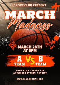 Black Modern & Minimal March Madness A2 template