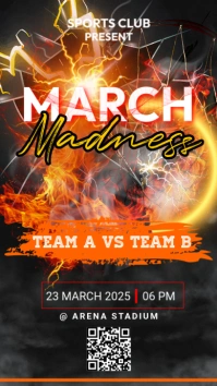 Black Modern & Minimal March Madness Tampilan Digital (9:16) template
