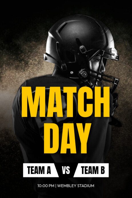 Black Modern & Minimal Match Day Poster template