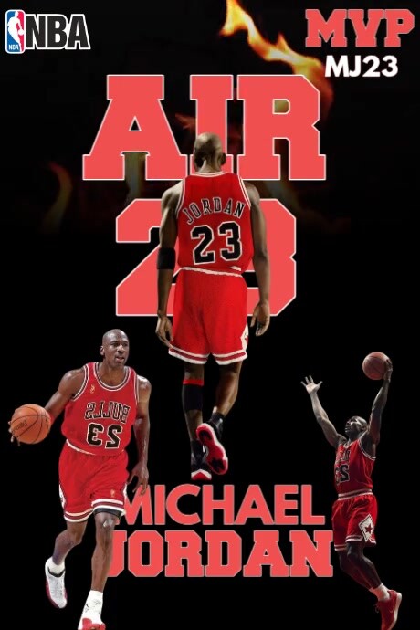 Black Modern & Minimal Michael Jordan, Mvp Poster template