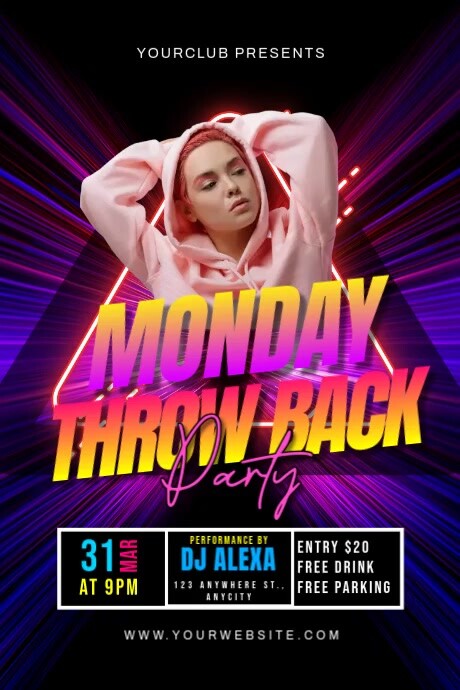 Copy of Black Modern & Minimal Monday Throw Back Party Poster ...