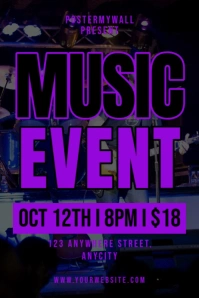 Black Modern & Minimal Music Event Poster template