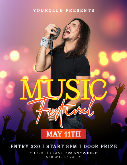 Black Modern & Minimal Music Festival Pamflet (letter As) Ulotka (US Letter) template