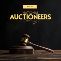 Black Modern & Minimal National Auctioneers Day Instagram Post template
