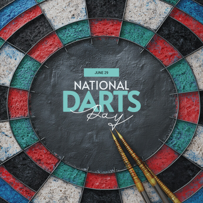 Black Modern & Minimal National Darts Day Instagram Post template