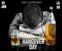 Black Modern & Minimal National Hangover Day  Medium Rectangle template