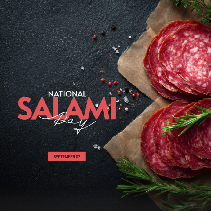 Black Modern & Minimal National Salami Day Instagram Post template
