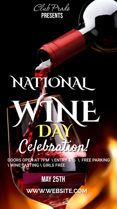 Black Modern & Minimal National Wine Day Digi Ekran reklamowy (9:16) template