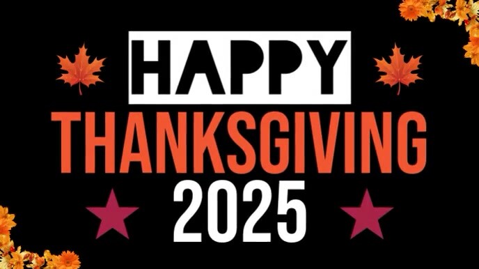 Black Modern & Minimal Orange Friendsgiving Tampilan Digital (16:9) template