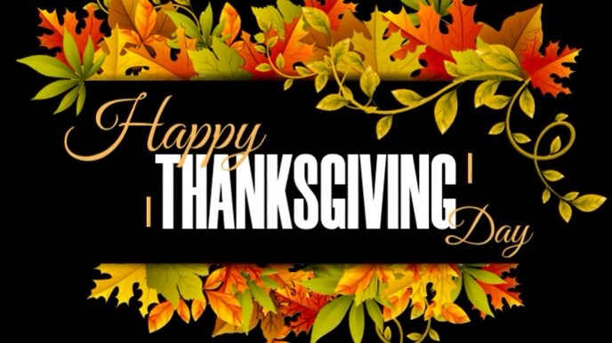 Black Modern & Minimal Orange Friendsgiving Tampilan Digital (16:9) template
