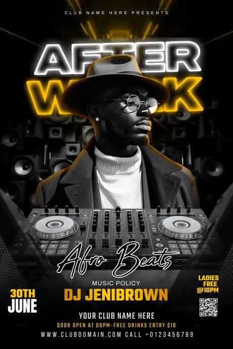 Black Modern & Minimal Party Flyer Poster Plakat template