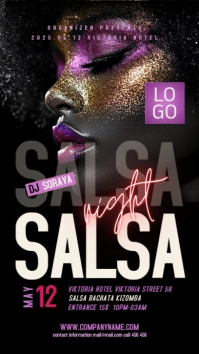 Black Modern & Minimal Purple And Black And White Salsa Party Instagram Story template