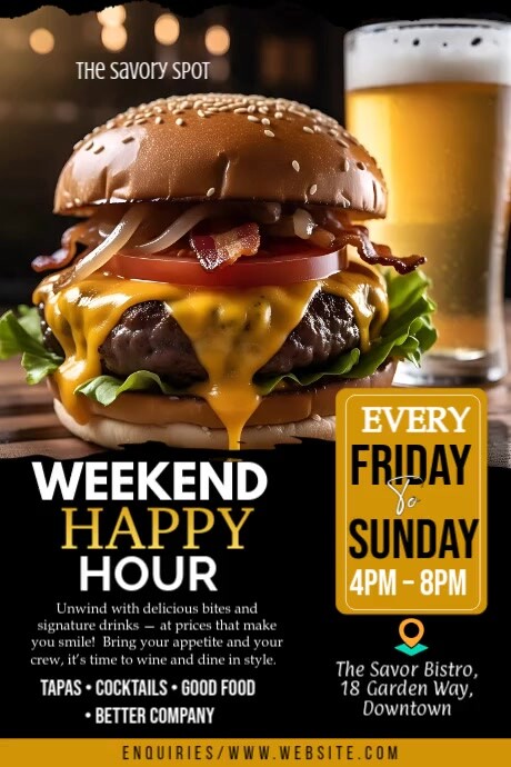 Black Modern & Minimal Restaurant Bar Deals   Poster template