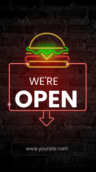 Black Modern & Minimal Restaurant Flyer Digital Display (9:16) template