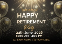 Black Modern & Minimal Retirement Party Postc Postal template