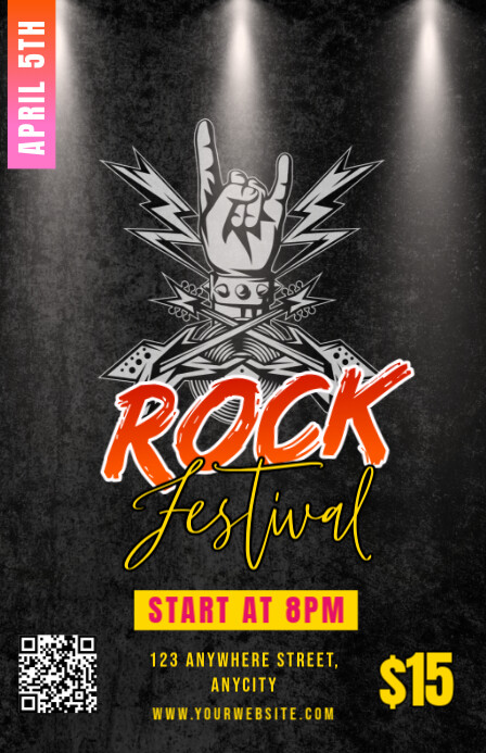 Black Modern & Minimal Rock Music Festival Tabloid template
