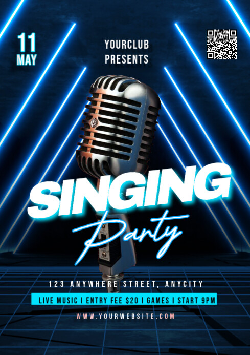 Black Modern & Minimal Singing Party A2 template