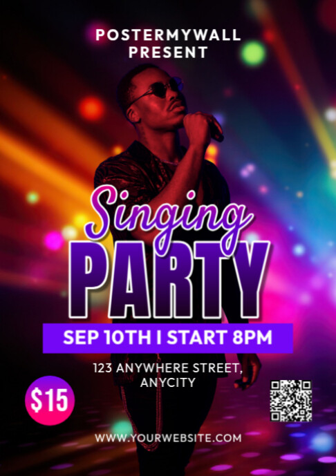Black Modern & Minimal Singing Party A2 template