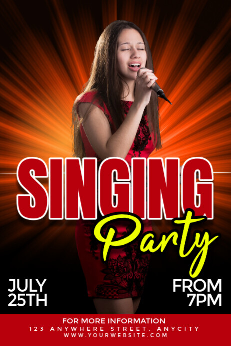 Black Modern & Minimal Singing Party Poster Template | PosterMyWall