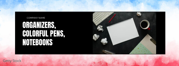 Black Modern & Minimal Stationery Shop With C Facebook Cover Photo template