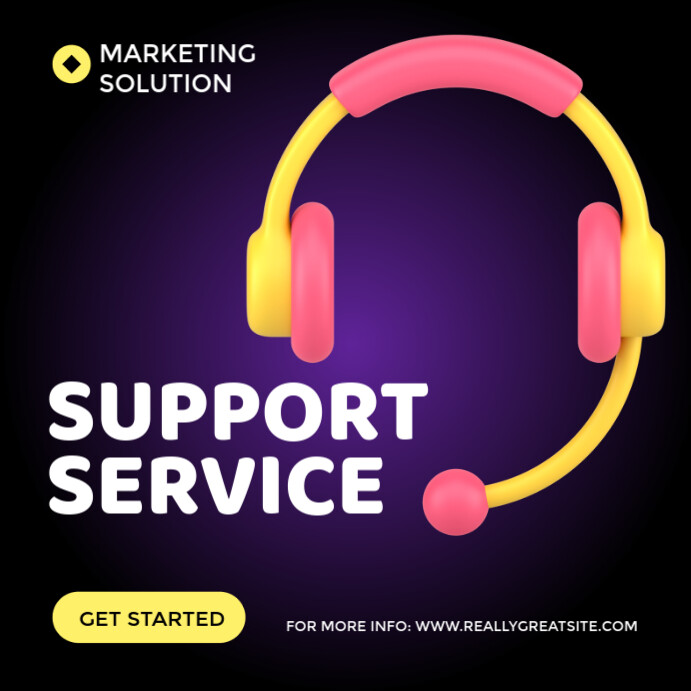 Black Modern & Minimal Support Service  Instagram Post template