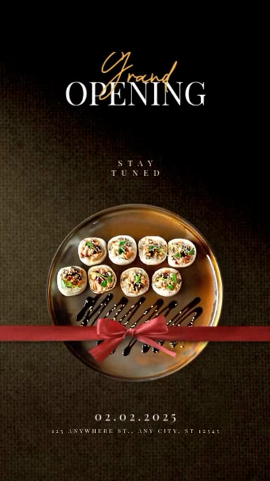 Black Modern & Minimal Sushi Store Grand Opening Reel Instagram template