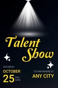 Black Modern & Minimal Talent Show Poster Плакат template