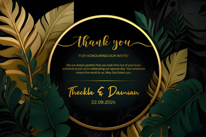 Black Modern & Minimal Thank You Label Etykieta template