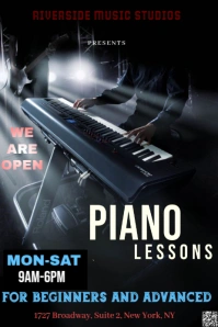 Black Modern & Minimal The Image Is A Dark, Dramatic Vertical Flyer For Piano Lessons. Pinterest Gra template