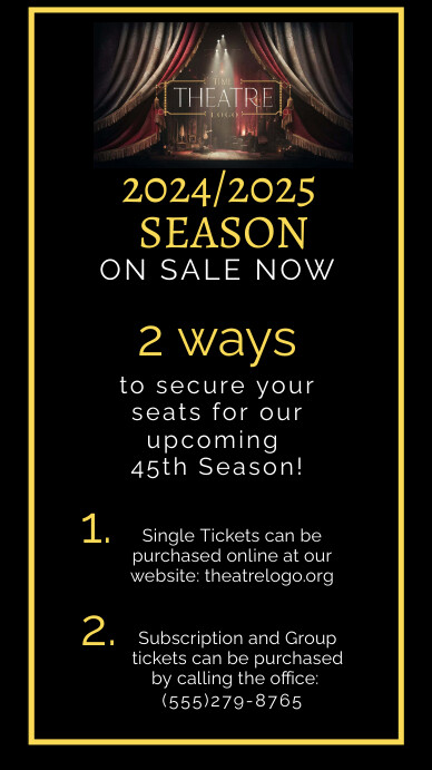 Black Modern & Minimal Theatre Season Instagr Instagram Story template