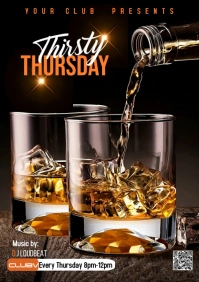 Black Modern & Minimal Thirsty Thursday  A5 template