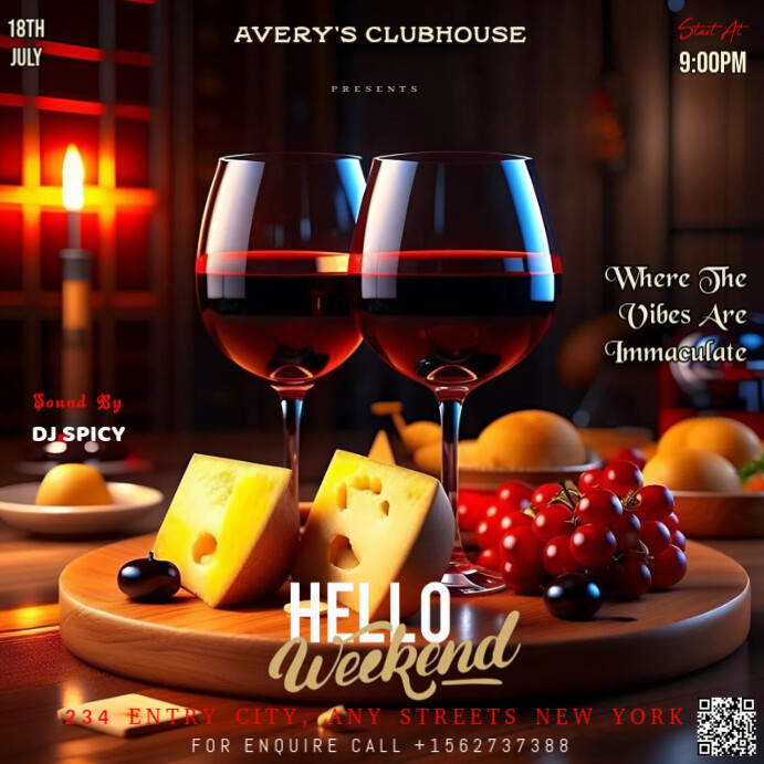 Black Modern & Minimal This Image Is A Poster Design Template Flyer For An Event Titled "hello Weeke