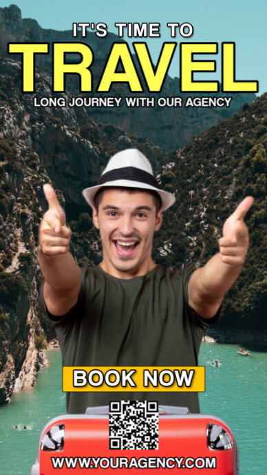 Black Modern & Minimal Travel Digital Display (9:16) template