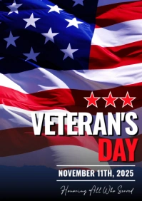 Black Modern & Minimal Veteran's Day A4 template