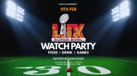 Black Modern & Minimal Watch Party  Digital Display (16:9) template