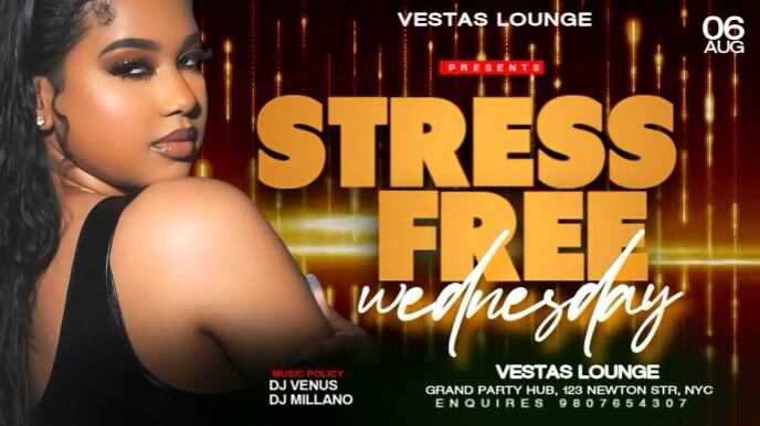 Black Modern & Minimal Wednesday Night Bash Digital Display (16:9) template