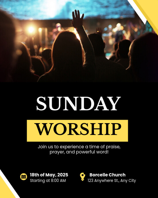Black Modern & Minimal Worship Sunday  Instagram Portrait template