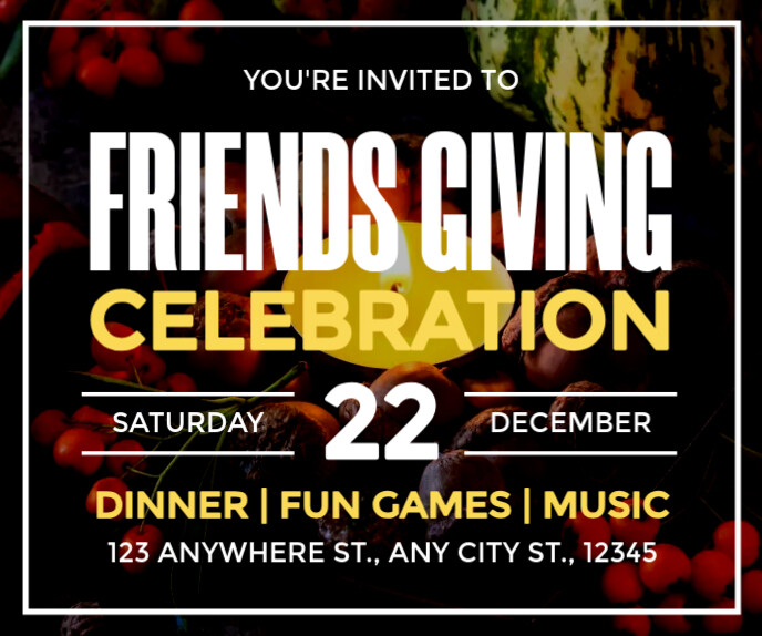 Black Modern & Minimal Yellow friendsgiving Large Rectangle Duży prostokąt template