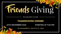 Black Modern & Minimal Yellow Friendsgiving Tampilan Digital (16:9) template