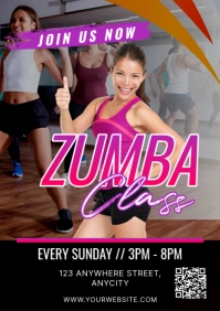Black Modern & Minimal Zumba Classes A2 template
