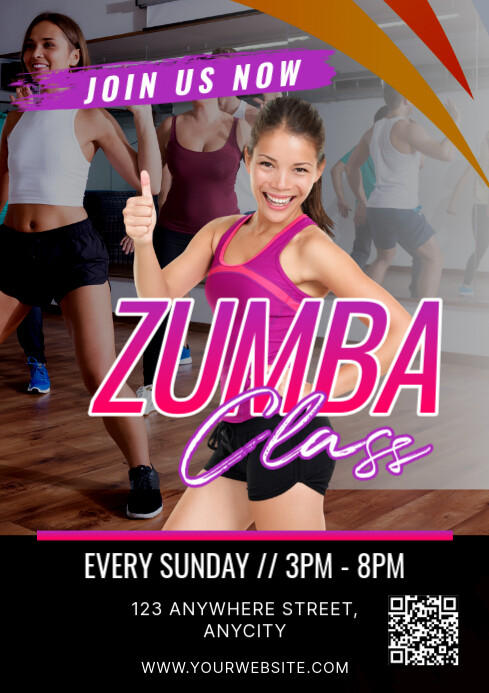 Black Modern & Minimal Zumba Classes A2 template
