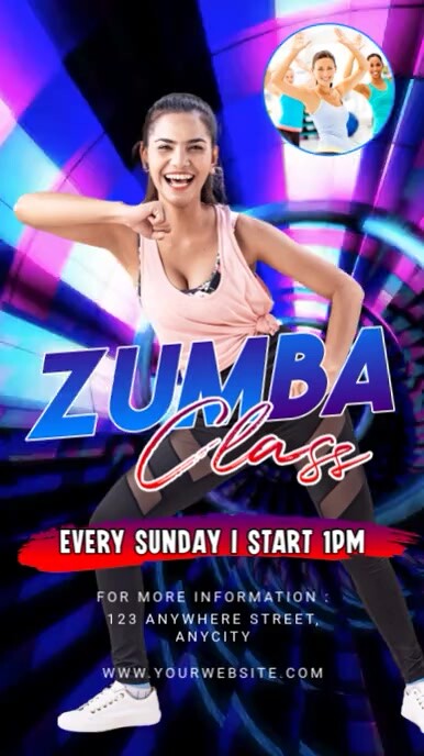 Black Modern & Minimal Zumba Classes Reel Instagram template
