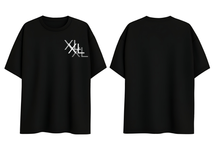 Black Modern and Minimal Editable Oversized Crew Neck T-Shirt Template Design A3