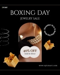 Black Modern Boxing Day Jewelry Sale Video Instagram Portrait template